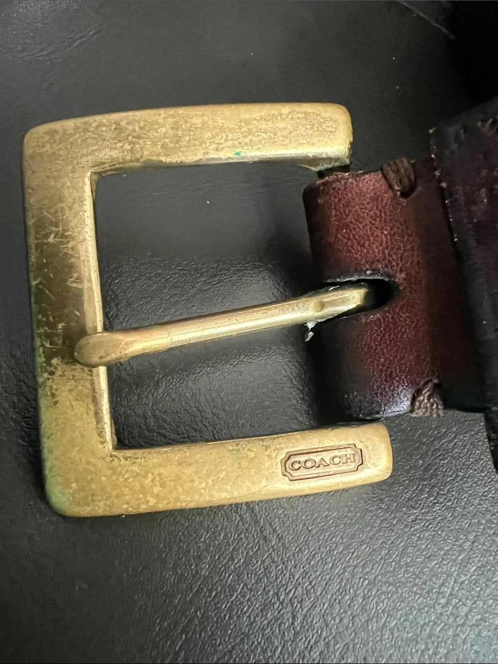 Coach Men's 3896 Brown Leather Belt with Brass Buckle